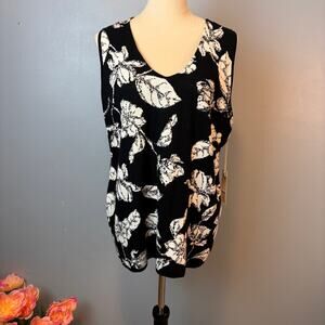 New Chico’s floral sweater tank Black White Minimalist NWT Women’s top Sz Large